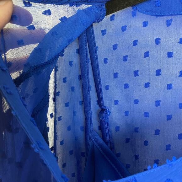 Torrid Blue Clip Dot Tiered Midi Dress Sz.3 - Picture 8 of 16